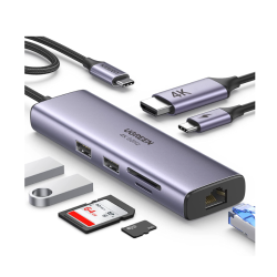UGREEN 7-in-1 USB C Hub 4K@60Hz Type C to HDMI Dongle with Gigabit Ethernet, USB 3.0 Ports, 100W PD, SD/TF Card Reader, USB-C Dock for Steam Deck, MacBook Pro/Air M1 2022/2021, iPad Pro 2022/2021, etc (60515) UGREEN 7-in-1 USB C Hub 4K@60Hz Type C to HDMI Dongle with Gigabit Ethernet, USB 3.0 Ports, 100W PD, SD/TF Card Reader, USB-C Dock for Steam Deck, MacBook Pro/Air M1 2022/2021, iPad Pro 2022/2021, etc (60515)